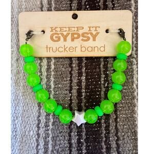 Keep It Gypsy Neon Lime Beaded Hat Band Star Western Boutique NWT